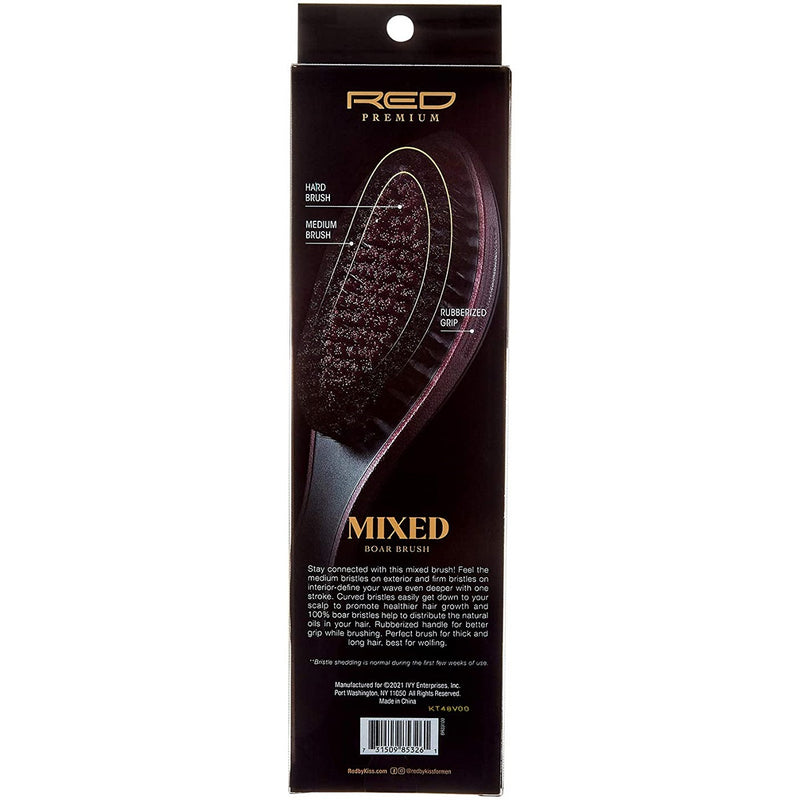 Red Premium Mixed Boar Brush with Case Medium & Hard Bristles [Medium and Hard 2-IN-1] #BR03