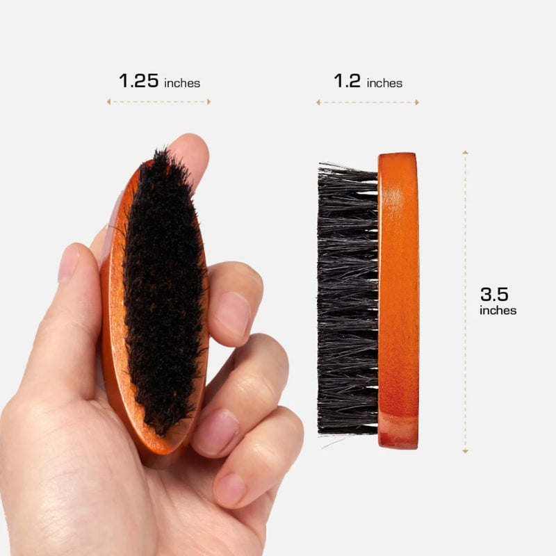 Red Premium 100% Boar Bristles Pocket Beard Brush #BR203