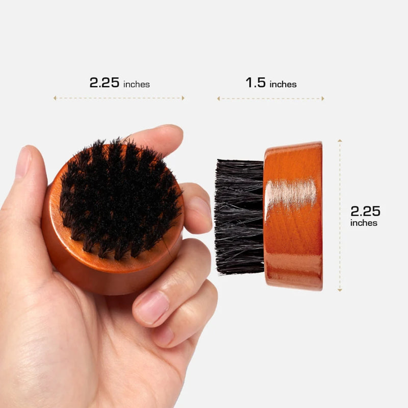 Red Premium 100% Boar Bristles Mini Beard Brush #BR204