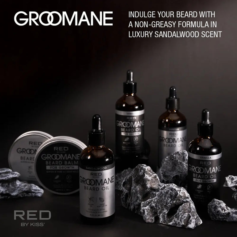 Red by Kiss GROOMANE Beard Oil for Growth Sandalwood 3 oz #GR23