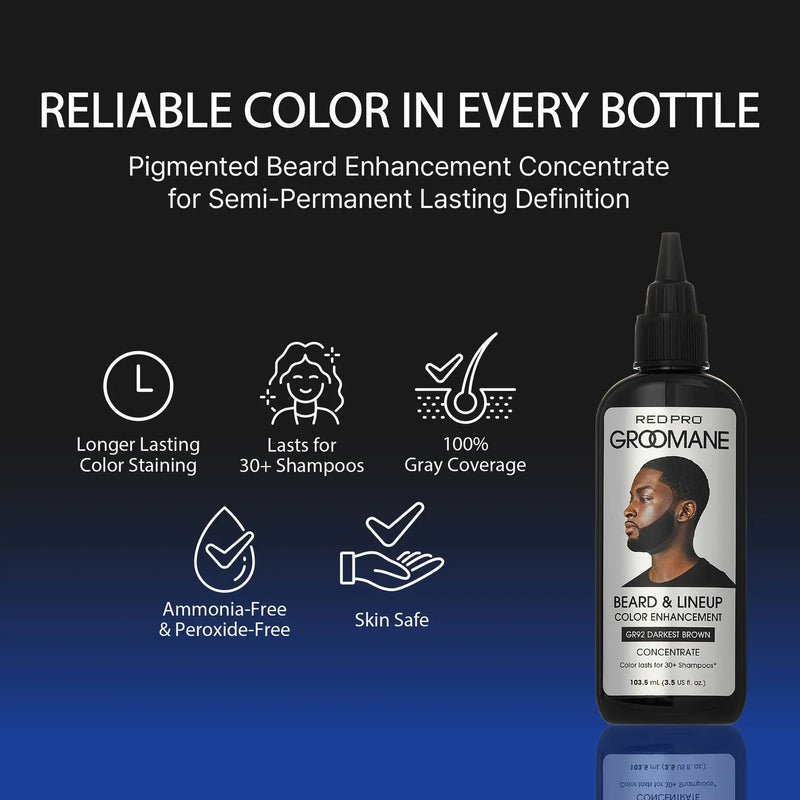 Red Pro GROOMANE Beard & Lined Color Enhancement - For Beard & Hairline 3.5 oz [3 Color Options]