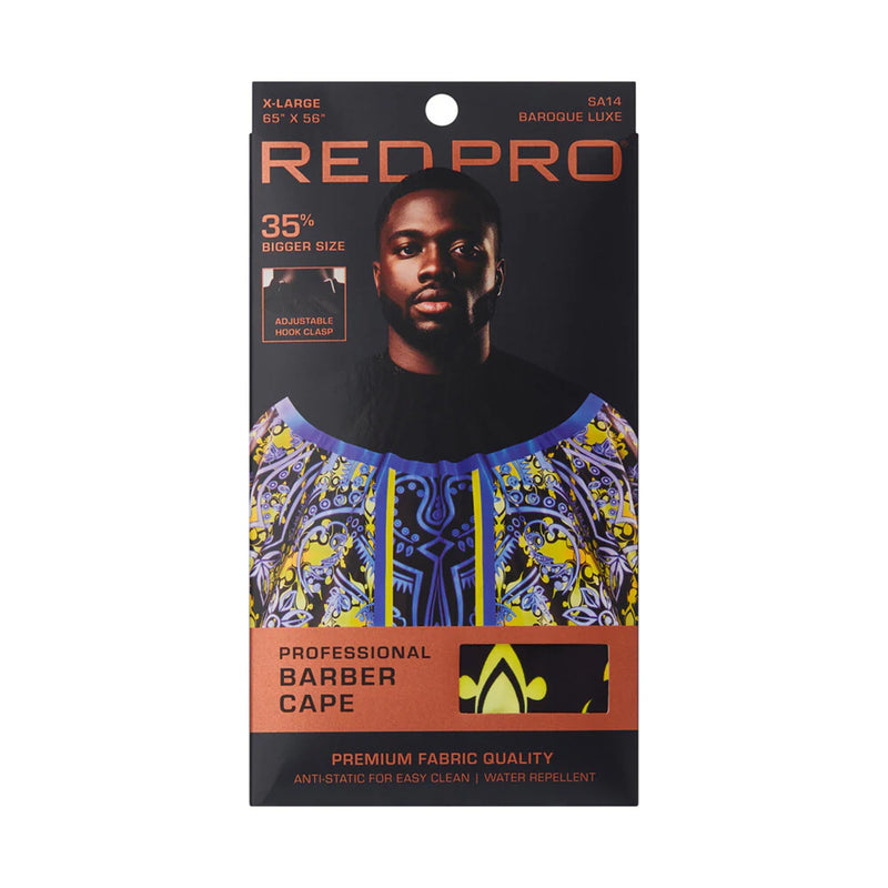 Red Pro Professional Barber Cape Extra Large - Baroque Luxe #SA14