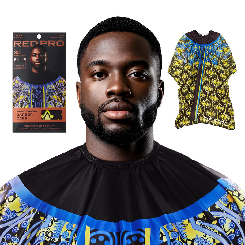 Red Pro Professional Barber Cape Extra Large - Baroque Luxe #SA14
