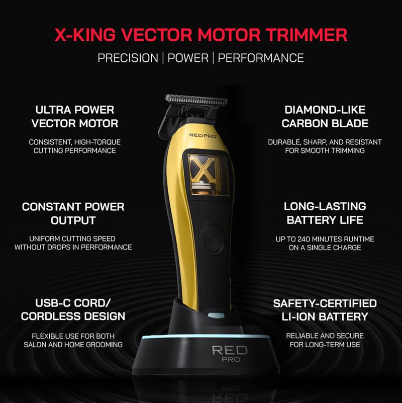Red Pro X-King Vector Motor Cordless Trimmer Gold #VCT01