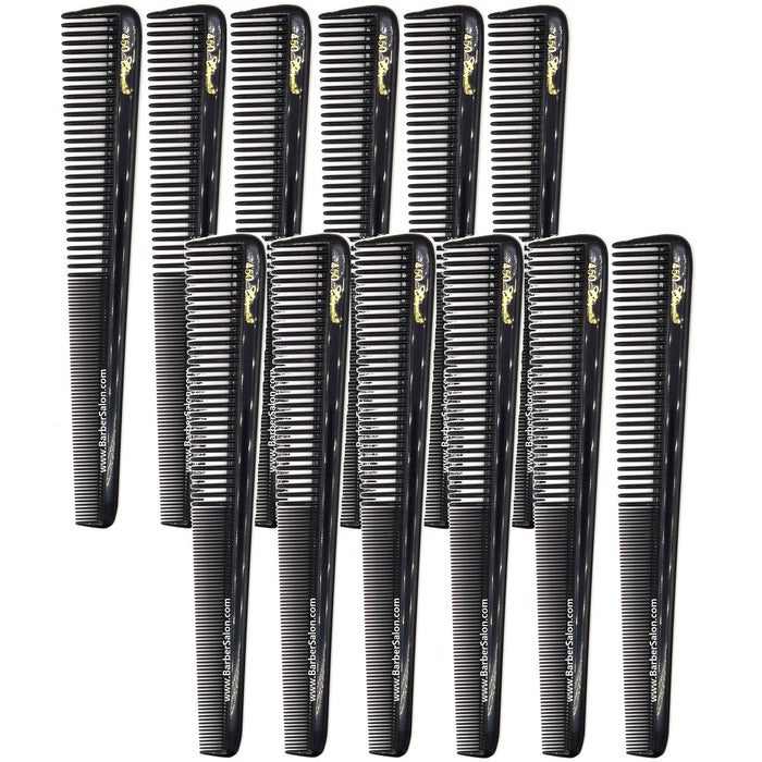 Krest Cleopatra 450 Barber Combs Black [12 Pack]