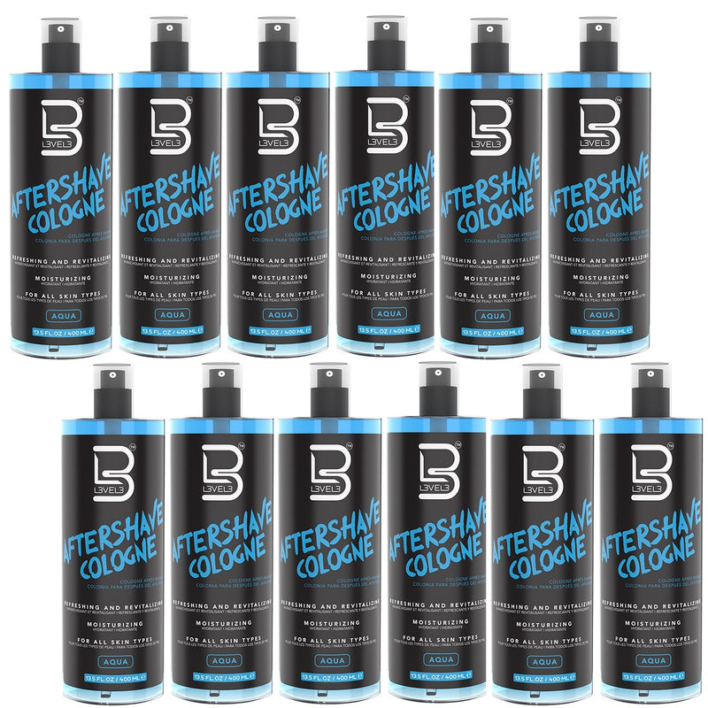 L3VEL3 After Shave Cologne Aqua 13.5 oz - 12 Pack (Bulk)