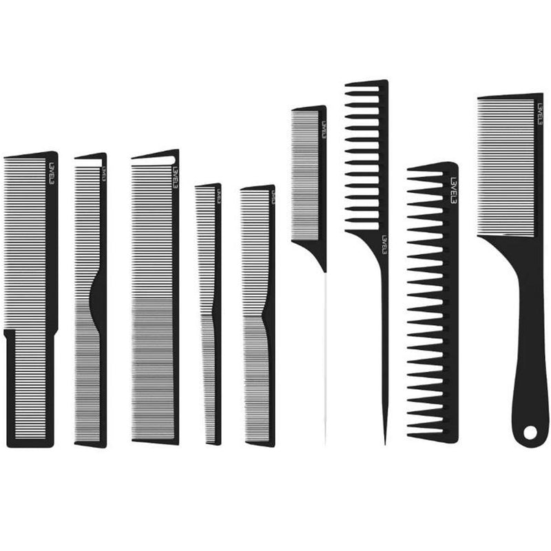 L3VEL3 9PC Hair Styling Comb Set