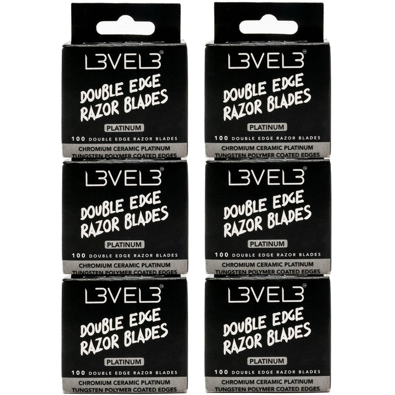 L3VEL3 Double Edge Razor 600 Blades - 100 Blades x 6 Pack (Bulk)