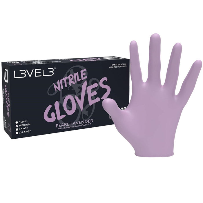 L3VEL3 Professional Nitrile 100 Gloves - Pearl Lavender [S-XL]