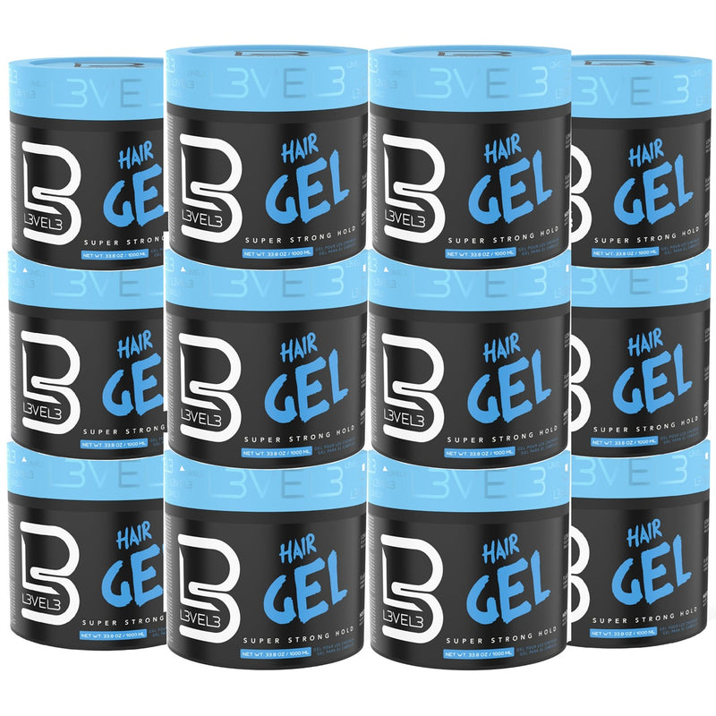 L3VEL3 Hair Styling Gel 33.8 oz - 12 Pack (Bulk)