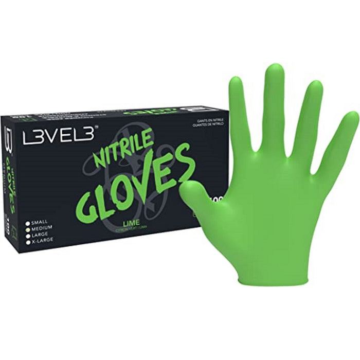 L3VEL3 Professional Nitrile 100 Gloves - Lime [S-XL]