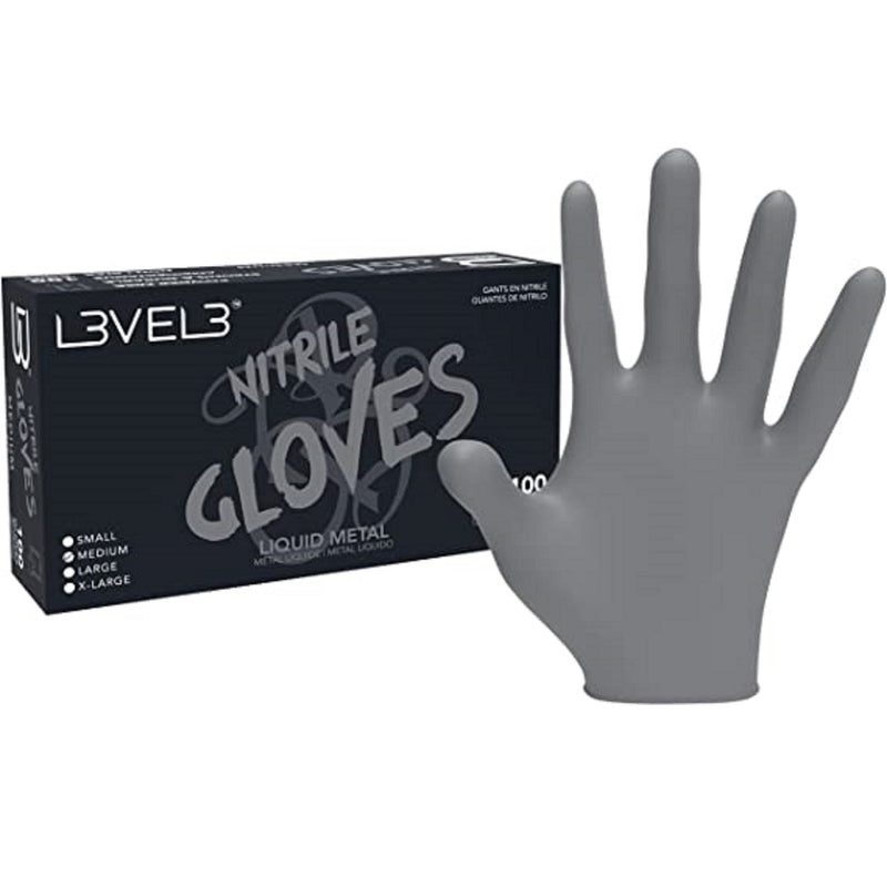 L3VEL3 Professional Nitrile 100 Gloves - Liquid Metal [S to XL Available]