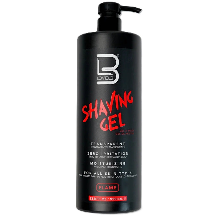 L3VEL3 Transparent Shaving Gel Flame 33.8 oz