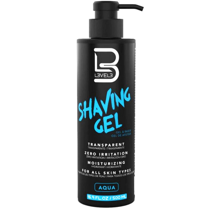L3VEL3 Transparent Shaving Gel Aqua 16.9 oz - 12 Pack (Bulk)