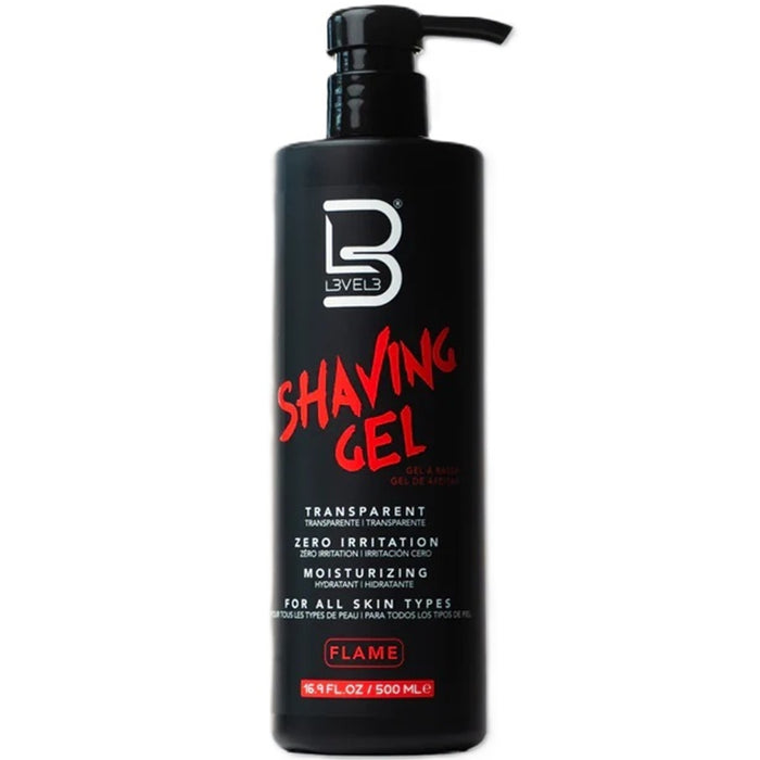 L3VEL3 Transparent Shaving Gel Flame 16.9 oz