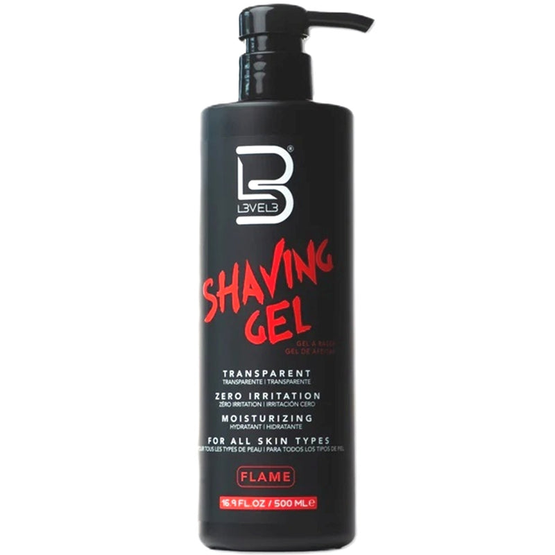 L3VEL3 Transparent Shaving Gel Flame 16.9 oz - 12 Pack (Bulk)
