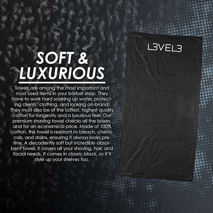 L3VEL3 Premium Shaving Towel - Black (14" x 28")