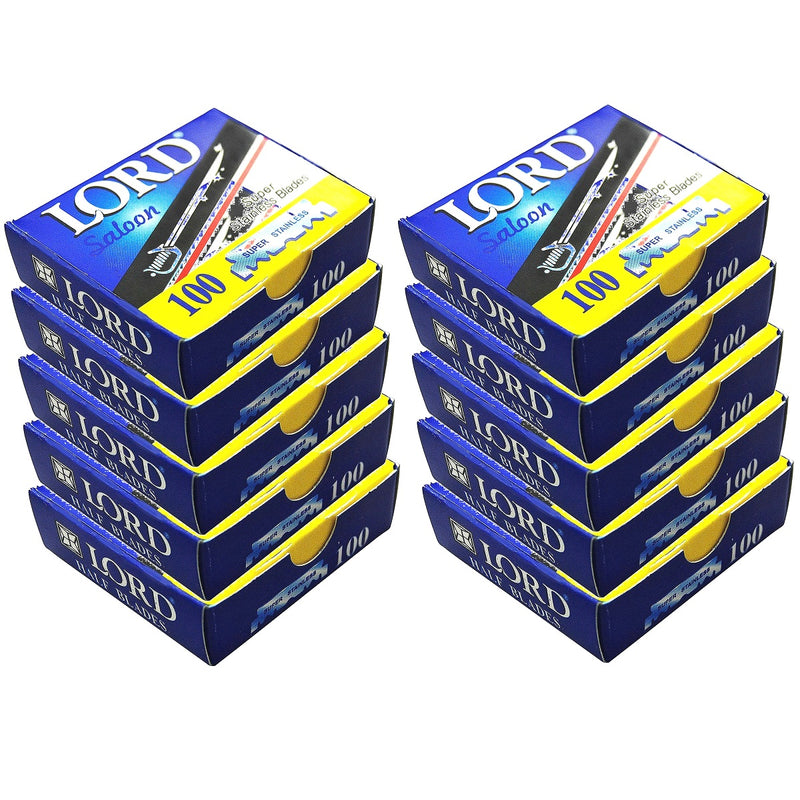 Lord Saloon Single Edge Super Stainless 1,000 Bladess - 100 Blades x 10 Pack (Bulk)