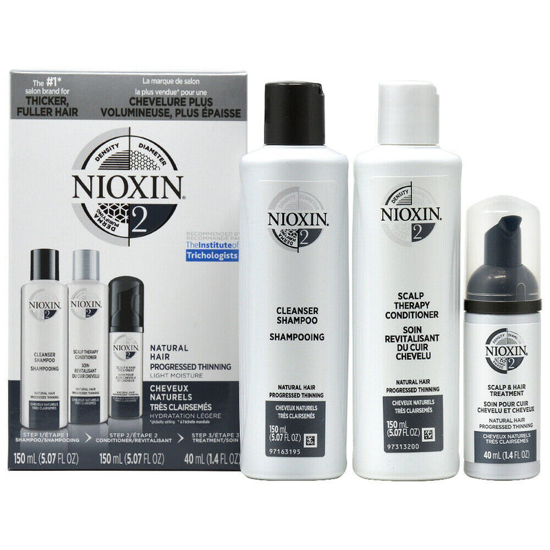 Nioxin 3-Step Hair Thickening System Kit No.2 for Natural Hair with Progressed Thinning [TRIAL KIT]