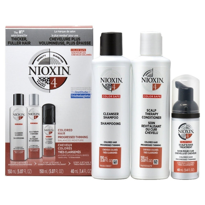 Nioxin 3-Step Hair Thickening System Kit No.4 for Colored Hair with Progressed Thinning [TRIAL KIT]