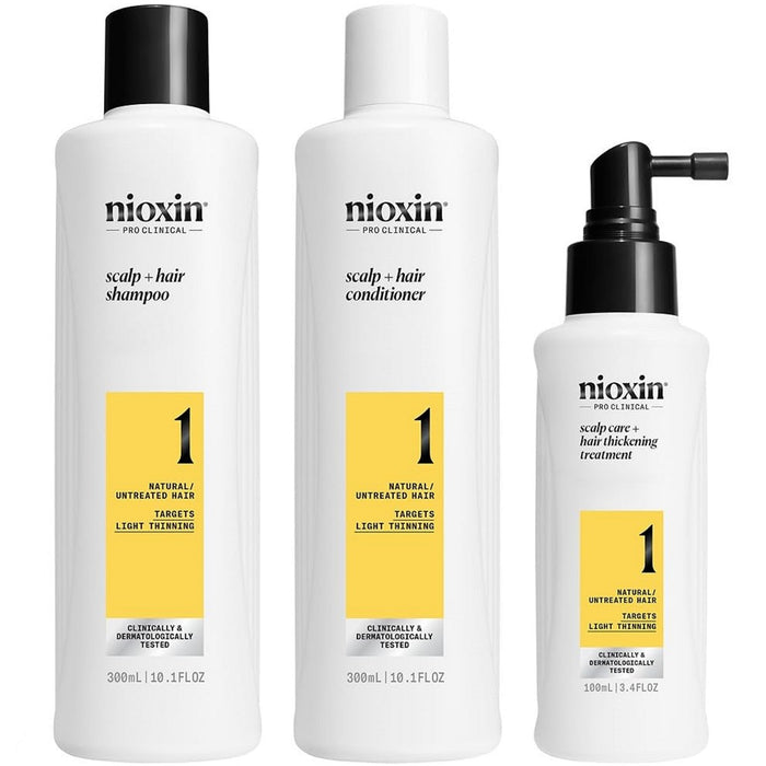 Nioxin 3-Step Hair Thickening System Kit No.1 for Natural Hair Light Thinning [LARGE]