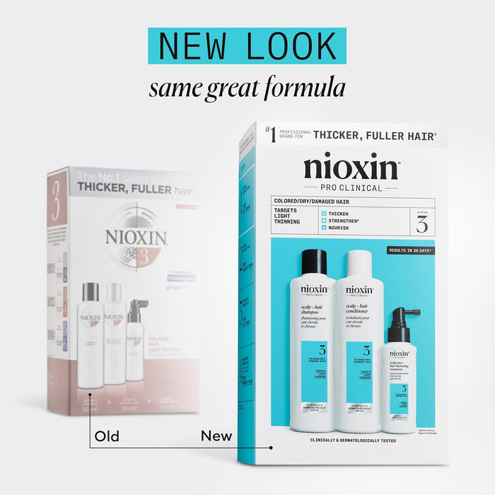 Nioxin 3-Step Hair Thickening System Kit No.3 for Colored Hair Light Thinning [TRIAL KIT]