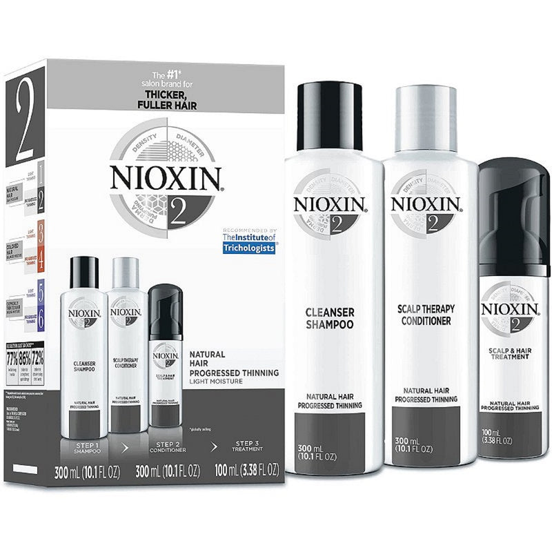 Nioxin 3-Step Hair Thickening System Kit No.2 for Natural Hair Progressed Thinning [LARGE]