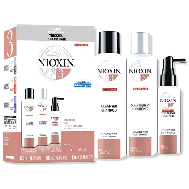 Nioxin 3-Step Hair Thickening System Kit No.3 for Colored Hair Light Thinning [TRIAL KIT]