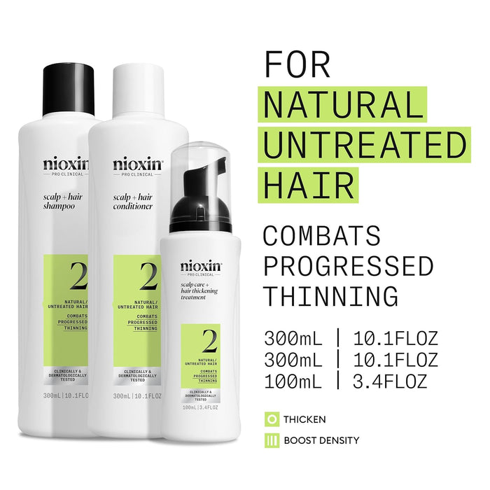 Nioxin 3-Step Hair Thickening System Kit No.2 for Natural Hair Progressed Thinning [LARGE]