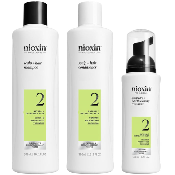 Nioxin 3-Step Hair Thickening System Kit No.2 for Natural Hair Progressed Thinning [LARGE]