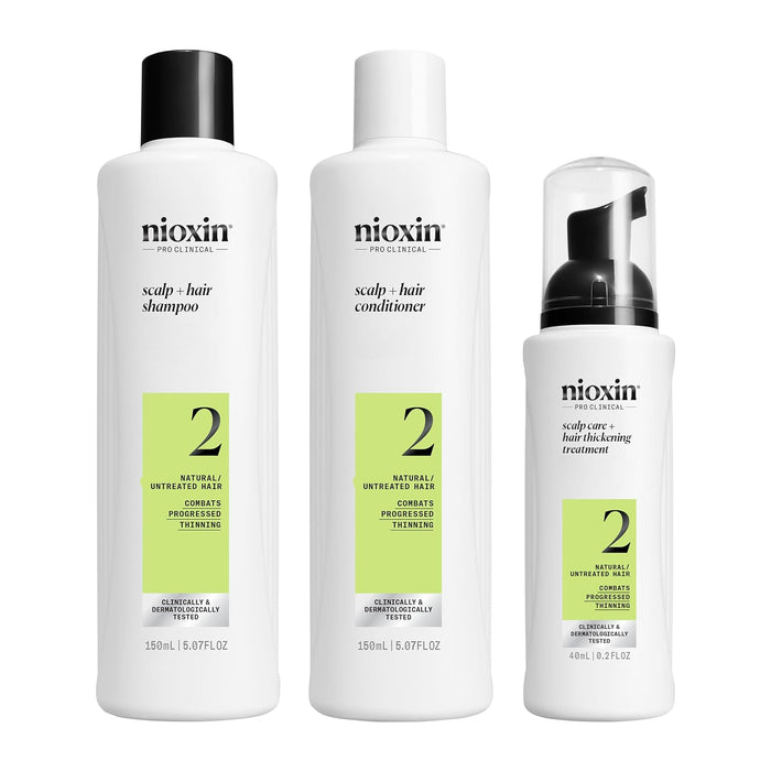 Nioxin 3-Step Hair Thickening System Kit No.2 for Natural Hair with Progressed Thinning [TRIAL KIT]