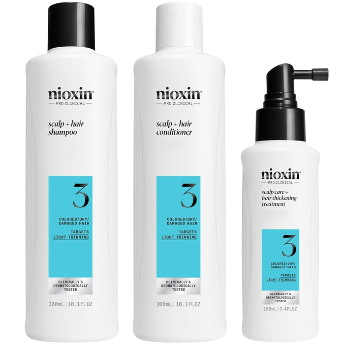 Nioxin 3-Step Hair Thickening System Kit No.3 for for Colored Hair with Light Thinning [LARGE]