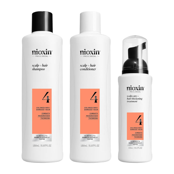 Nioxin 3-Step Hair Thickening System Kit No.4 for Colored Hair with Progressed Thinning [TRIAL KIT]