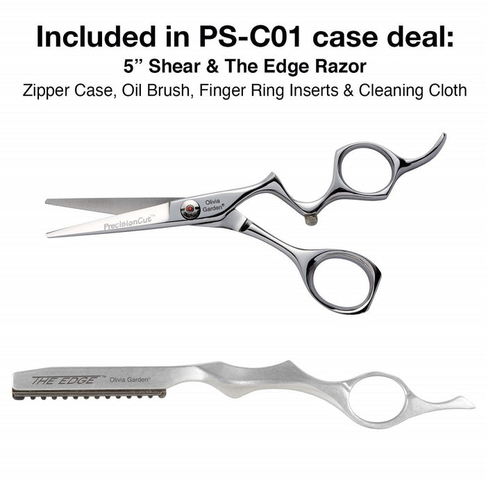 Olivia Garden PrecisionCut 5" Shears and The Edge Razor with Case #PS-C01