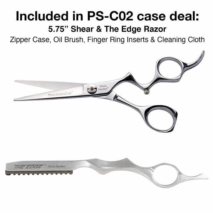 Olivia Garden PrecisionCut 5.75" Shears and The Edge Razor with Case #PS-C02