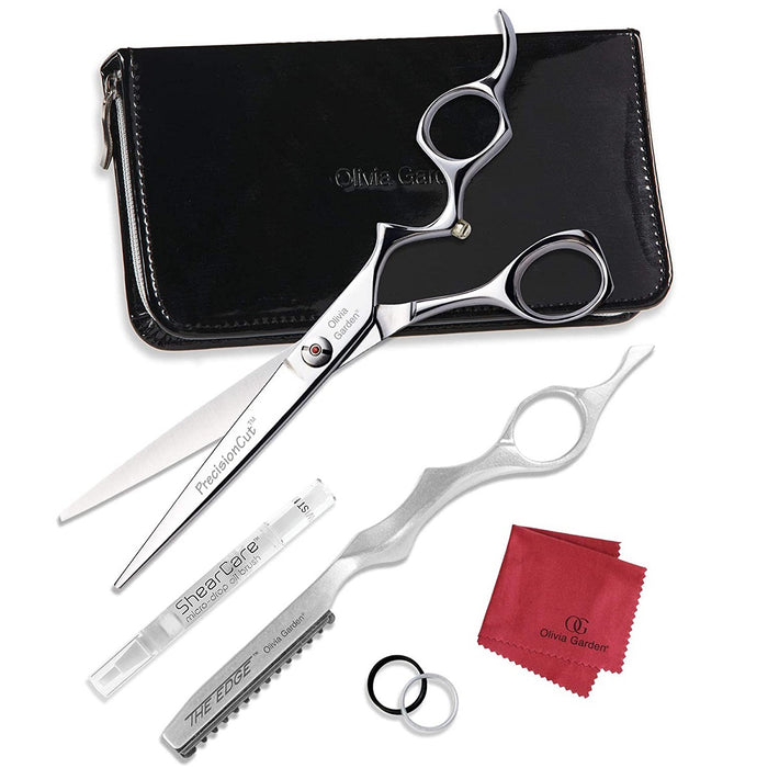 Olivia Garden PrecisionCut 6.5" Shears and The Edge Razor with Case #PS-C05