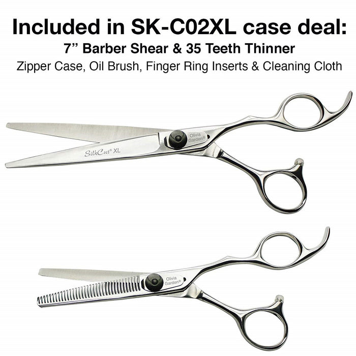 Olivia Garden SilkCut XL 7" Shear and 6" Thinner with Case #SK-C02XL