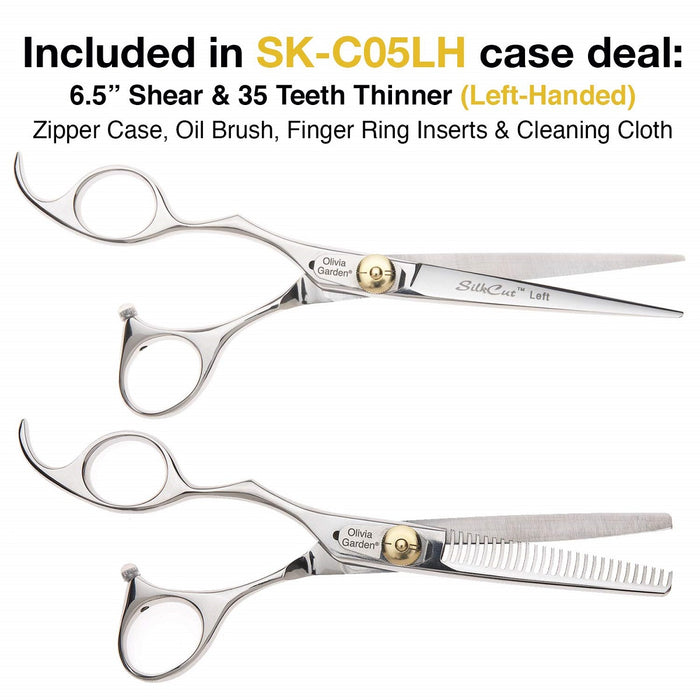 Olivia Garden SilkCut Professional 6.5" Shear and 6" Thinner with Case [LEFT HANDED] #SK-C05LH