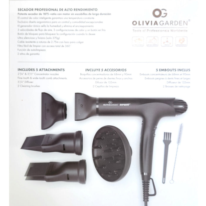 Olivia Garden SuperHP Hair Dryer Black #200-HPDR1B