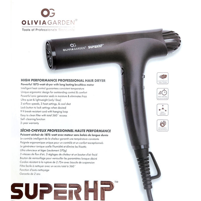 Olivia Garden SuperHP Hair Dryer Black #200-HPDR1B