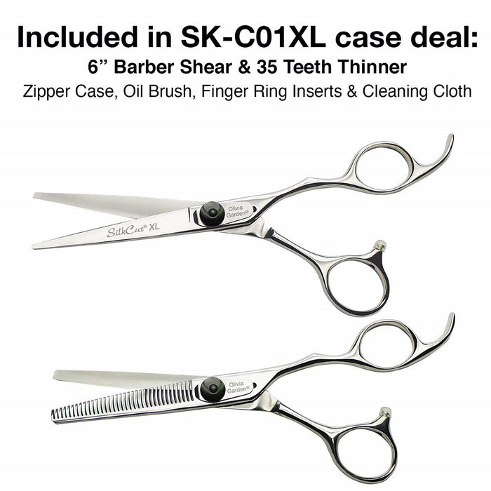 Olivia Garden SilkCut 6" Barber Shear and 6" Thinner with Case #SK-C01XL