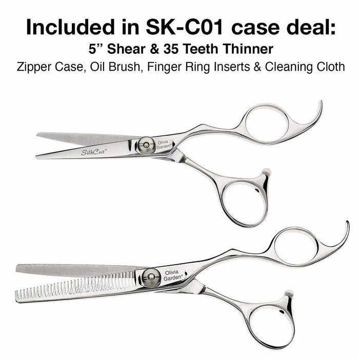 Olivia Garden SilkCut 5" Shear and 6" Thinner with Case #SK-C01