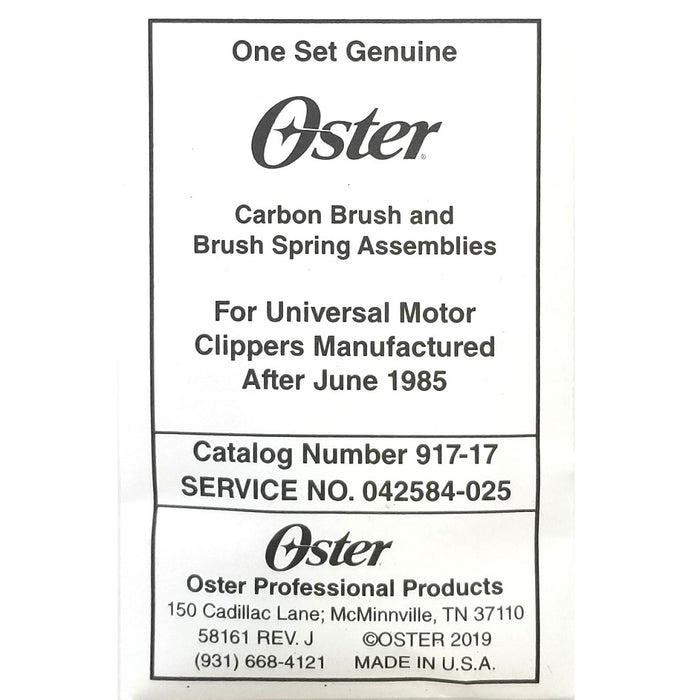 Oster Part Carbon Brush and Spring Assemblies Fits Classic 76 & Turbo A5 Clipper #042584-025-000