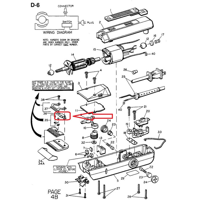 Oster Part Socket Fits Turbo 111 Clipper #42441-000