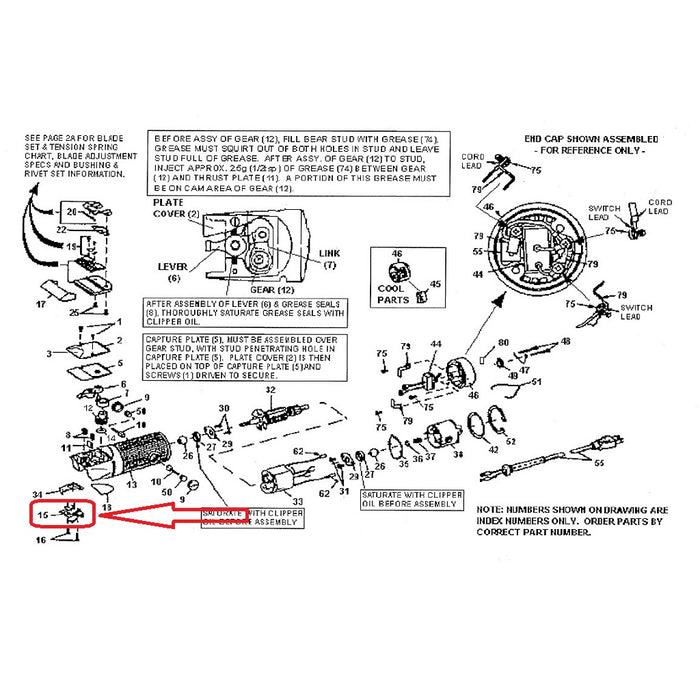 Oster Part Hinge Assembly Fits Classic 76, A5 Clipper #42575