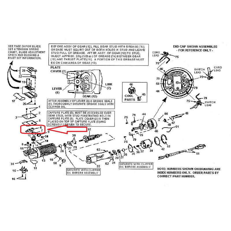 Oster Part Lever Tongue Blade Drive Fits Classic 76, Golden A5, Titan Turbo #44946