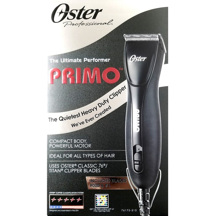 Oster Primo Heavy Duty Detachable Blade Clipper with Protective Coating Detachable #000 & #1 Blades #76175-310