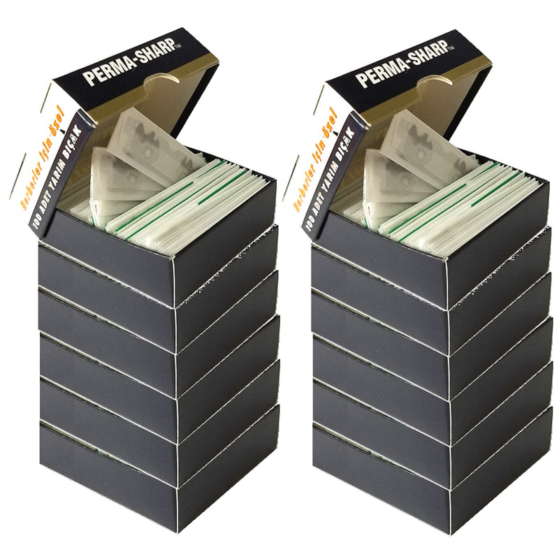 Perma-Sharp Single Edge Razor 1,200 Blades - 100 Blades x 12 Pack (Bulk)