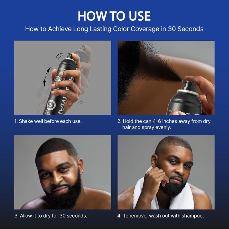 Red Pro GROOMANE Hair & Beard Line-Up Professional Color Spray 6.6 oz [4 Color Options]