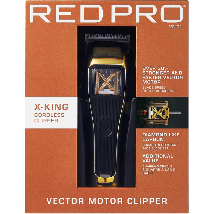 Red Pro X-King Vector Motor Cordless Clipper Gold #VCL01